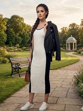 MICHAEL Michael Kors color-block ribbed knit Bodycon dress, Sz Xs